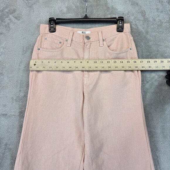 Uniqlo C Pants Womens 25 Pink Lyocell Linen Blend Straight Leg Jeans Zip Fly - Picture 5 of 11